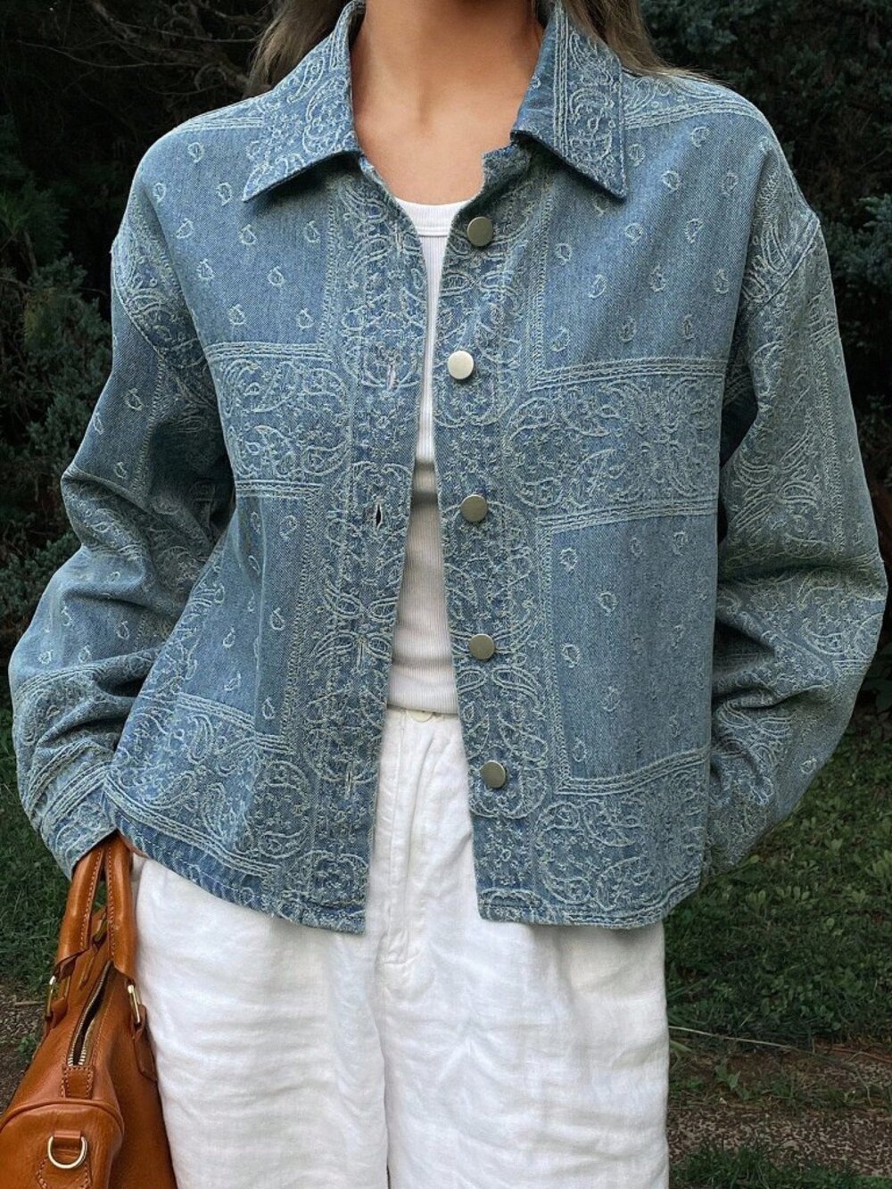 Blue Casual Women's Loose Turndown Collar Long Sleeve Street Denim Jacket